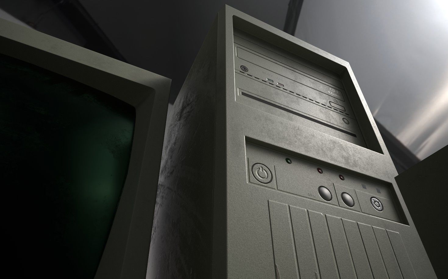 Old Computer Low-poly 3D model_9