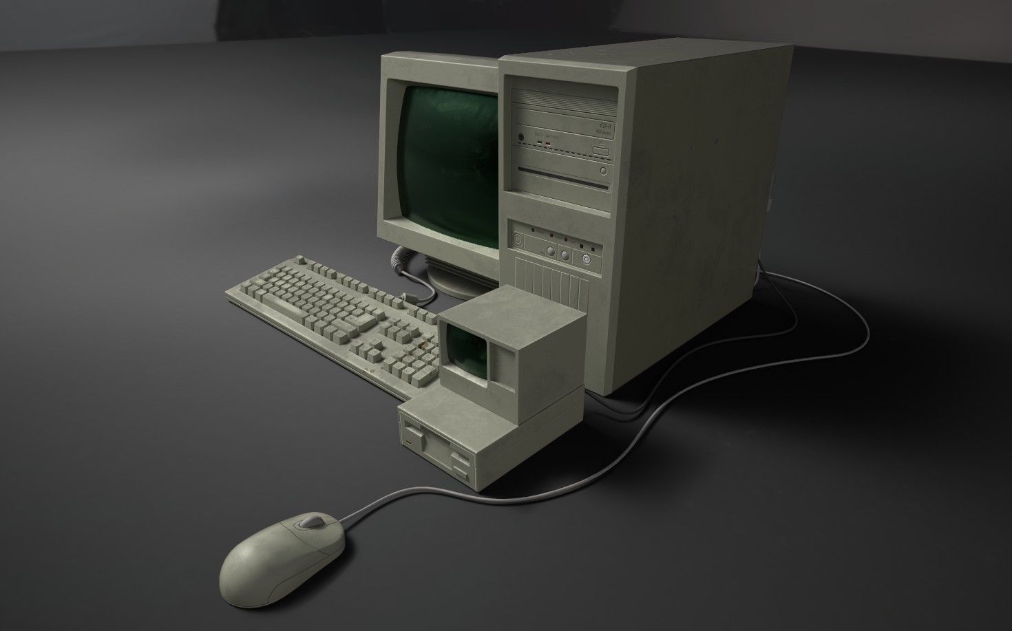 Old Computer Low-poly 3D model_5