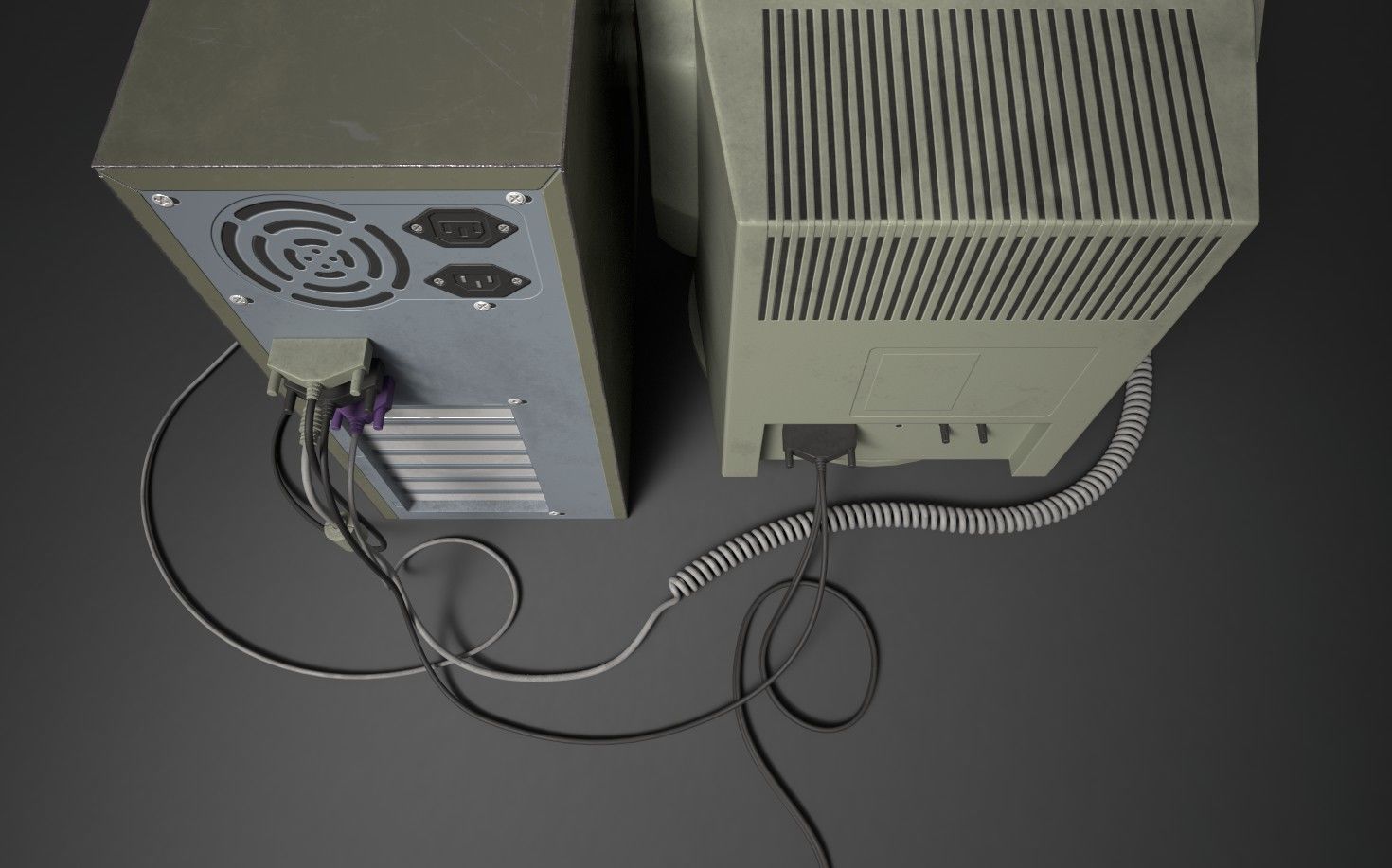 Old Computer Low-poly 3D model_4