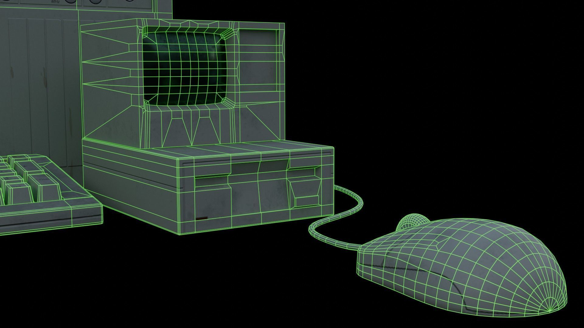 Old Computer Low-poly 3D model_25