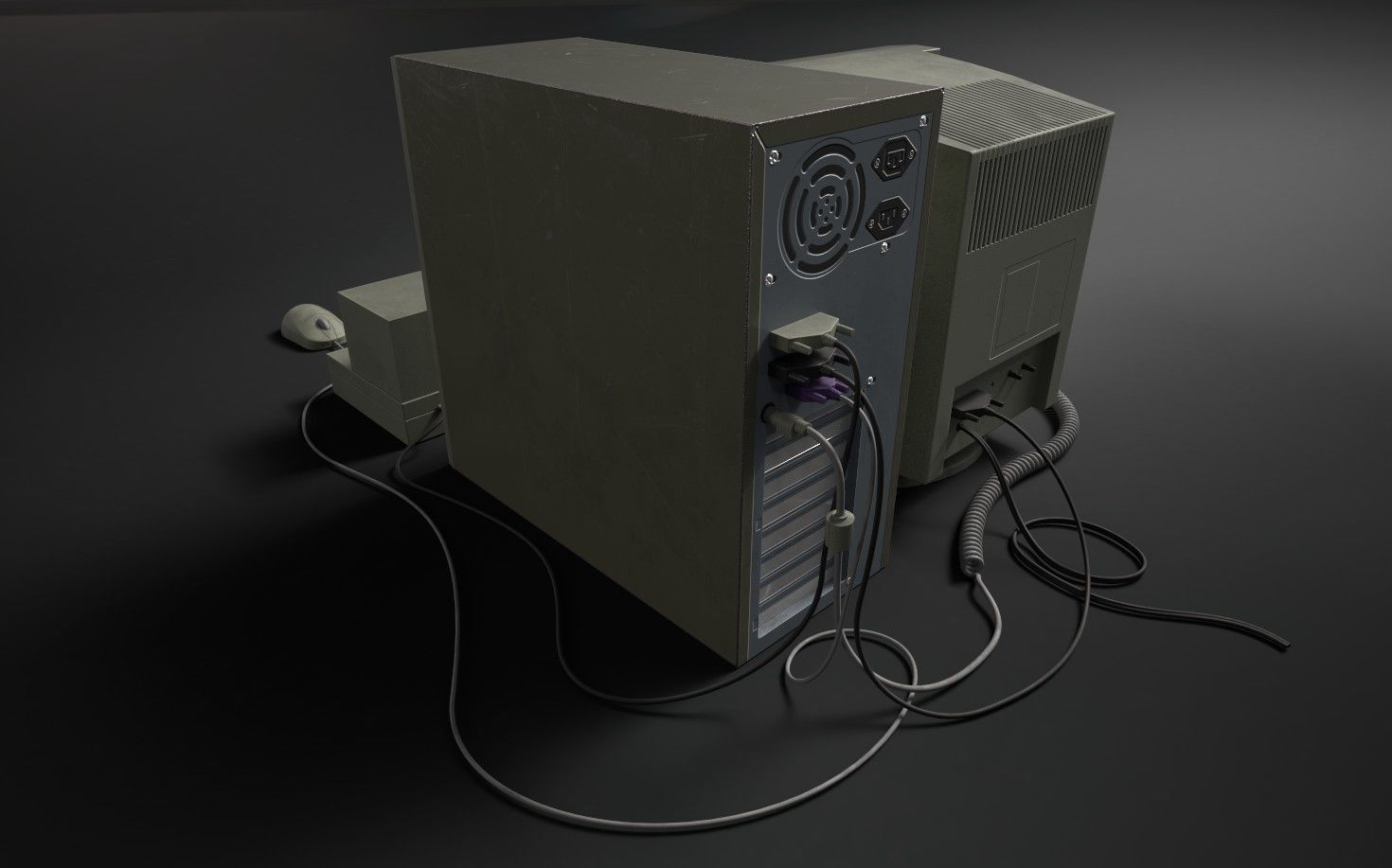 Old Computer Low-poly 3D model_8