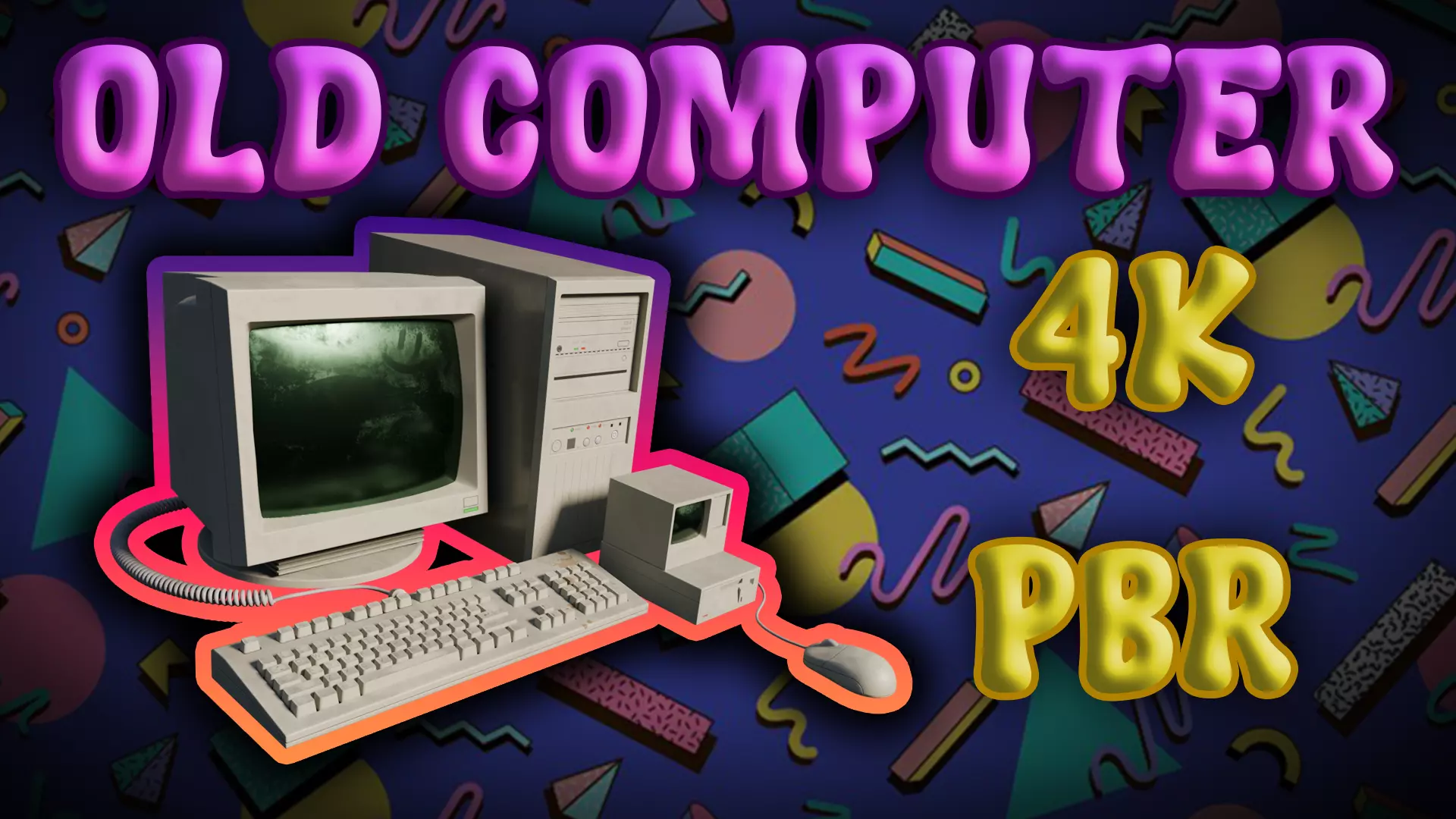 Old Computer Low-poly 3D model_0
