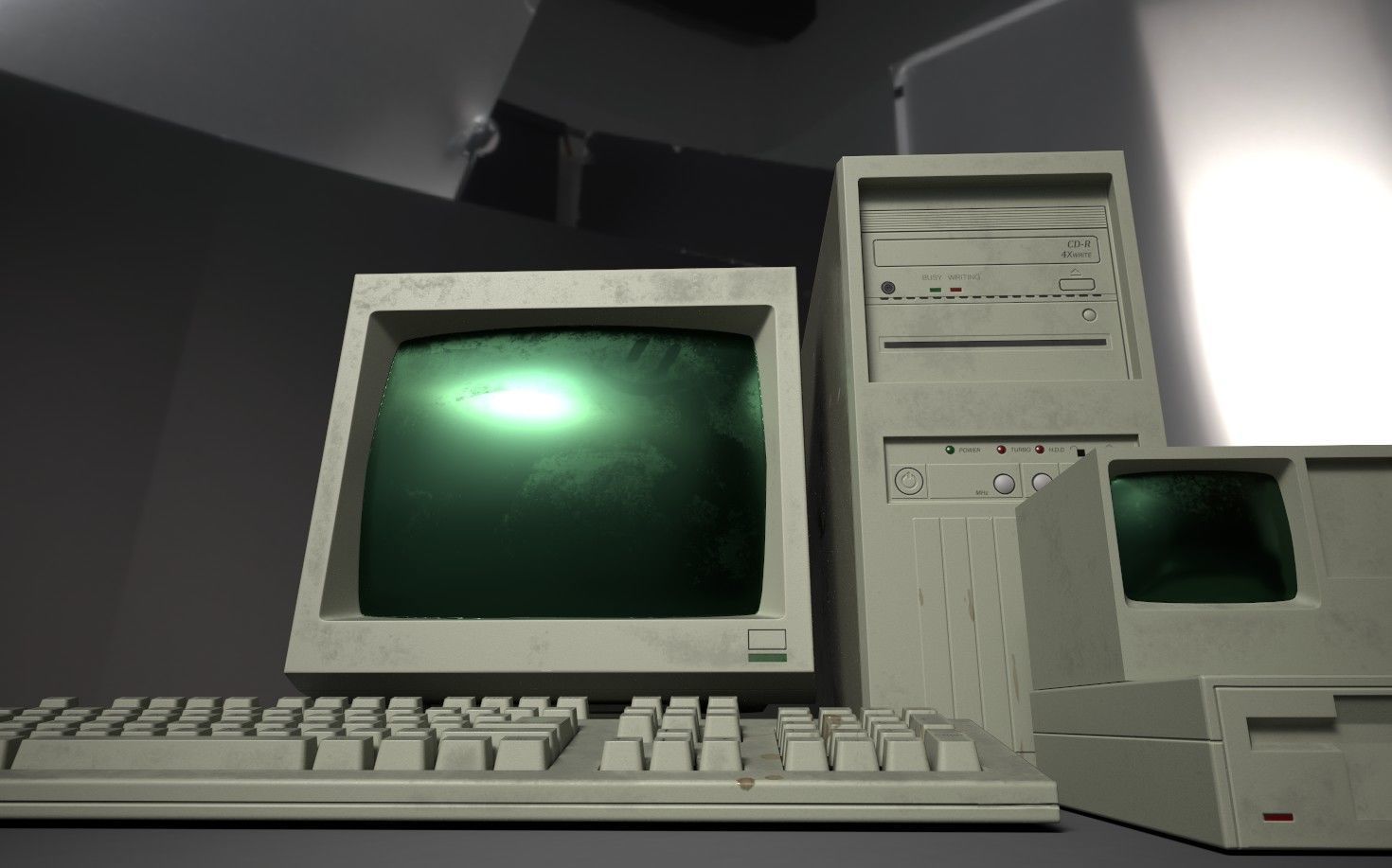 Old Computer Low-poly 3D model_2