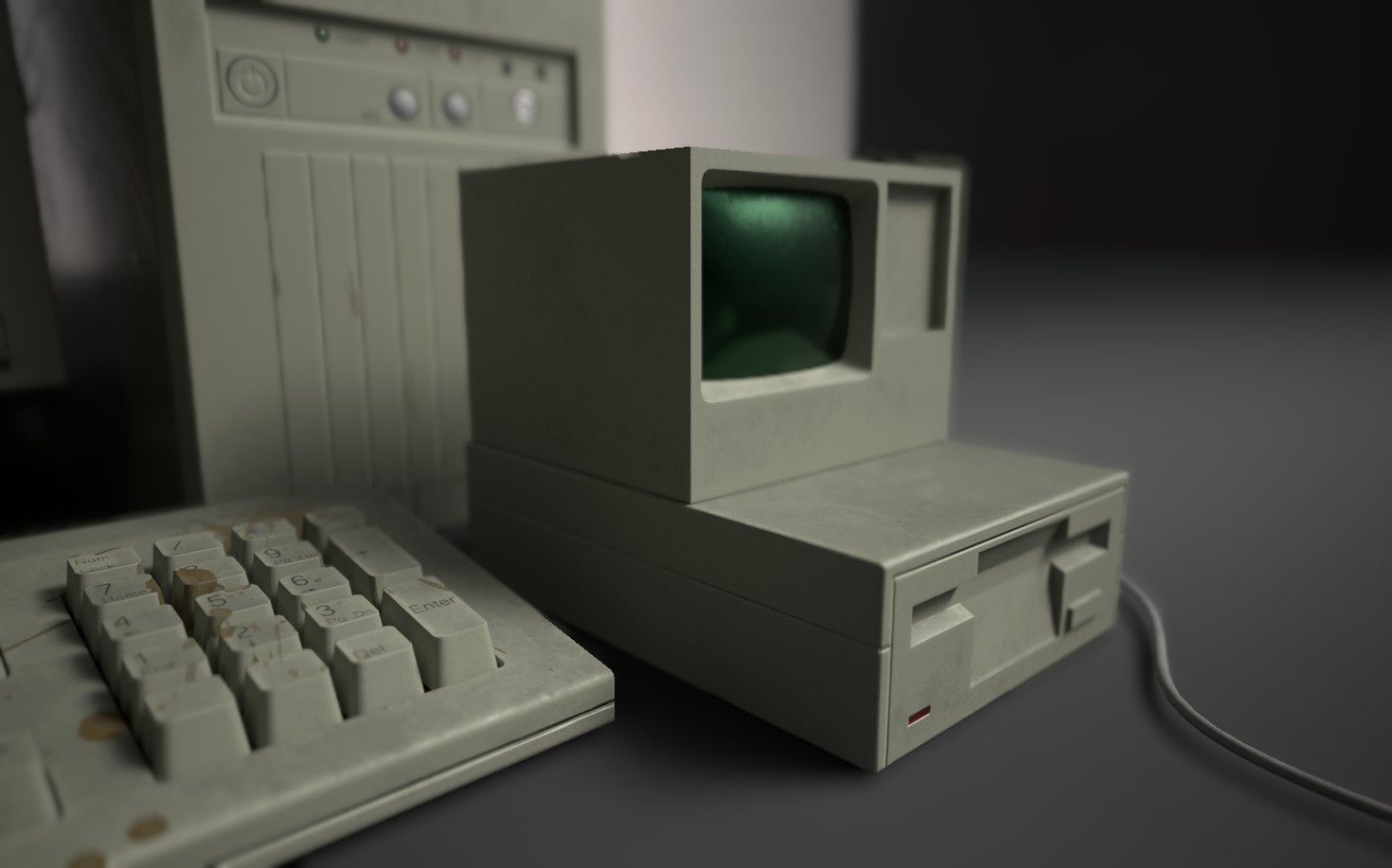 Old Computer Low-poly 3D model_12