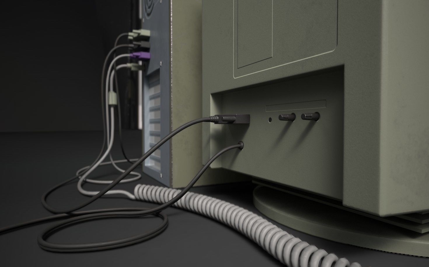 Old Computer Low-poly 3D model_14