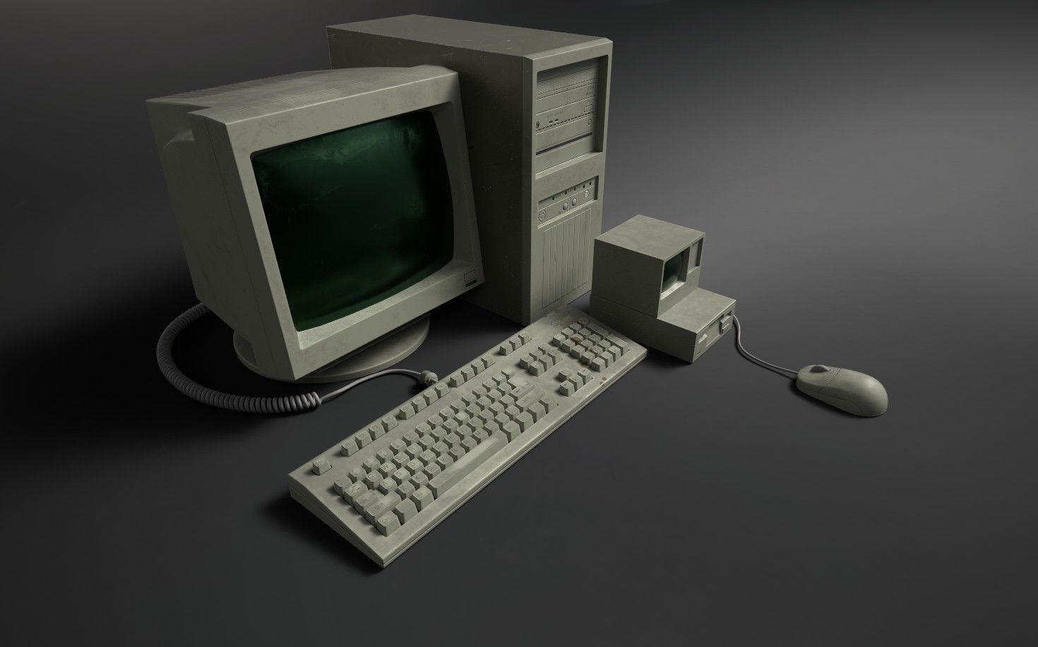 Old Computer Low-poly 3D model_6
