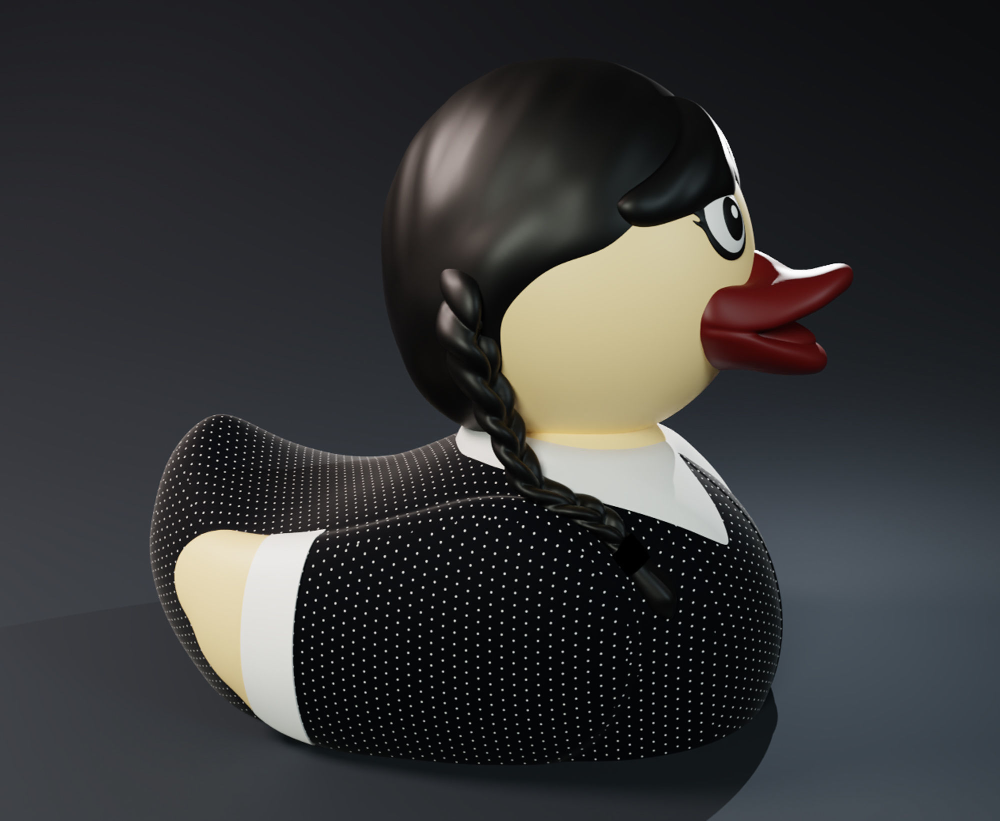 Cute Wednesday Addams Rubber Duck 3D print model_1