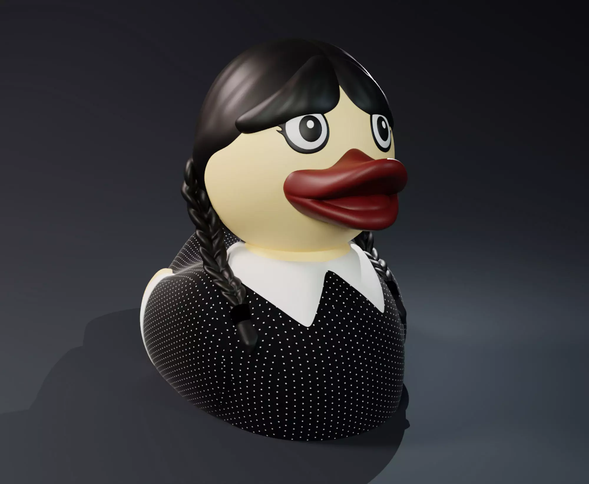 Cute Wednesday Addams Rubber Duck 3D print model_0