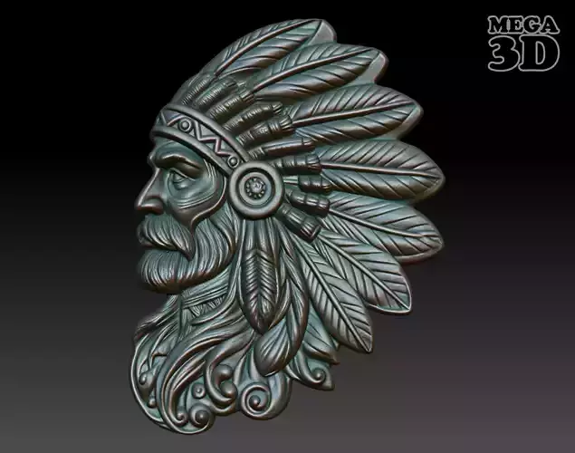 Native American Patriarch basrelief 09 240918