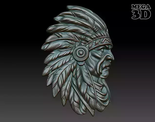 Native American Patriarch basrelief 08 240918