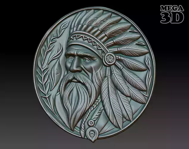 Native American Patriarch basrelief 07 240918
