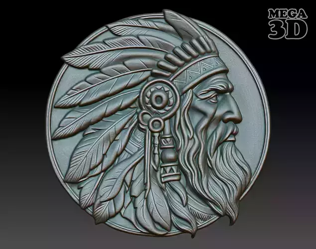 Native American Patriarch basrelief 06 240918