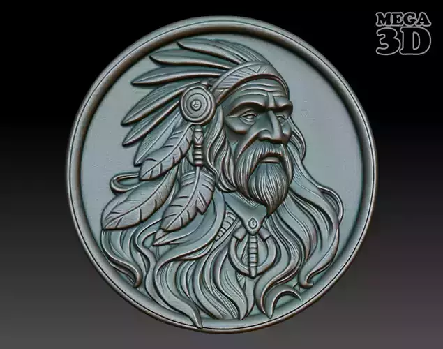 Native American Patriarch basrelief 05 240918