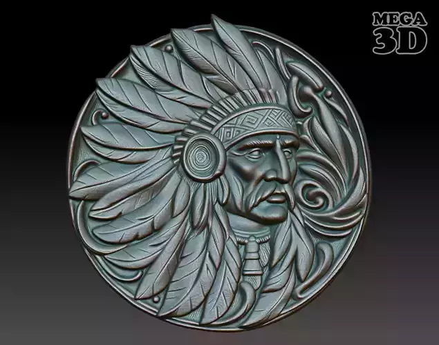 Native American Patriarch basrelief 04 240918