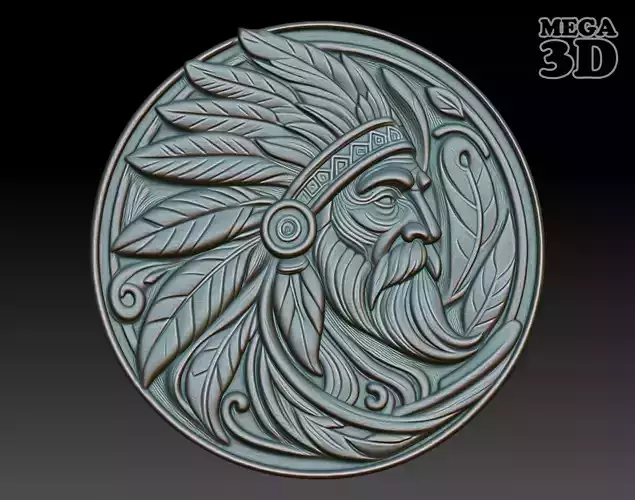 Native American Patriarch basrelief 02 240918