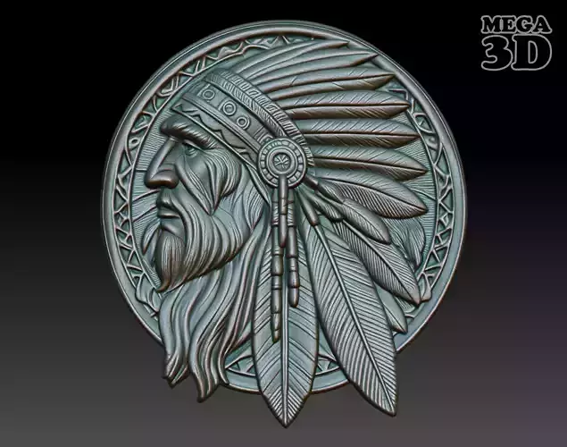 Native American Patriarch basrelief 01 240918