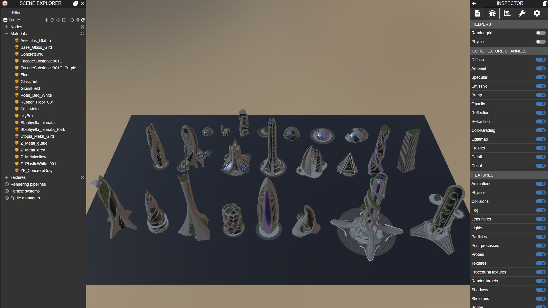 Futuristic city Utopian Buildings kit 3D model_15