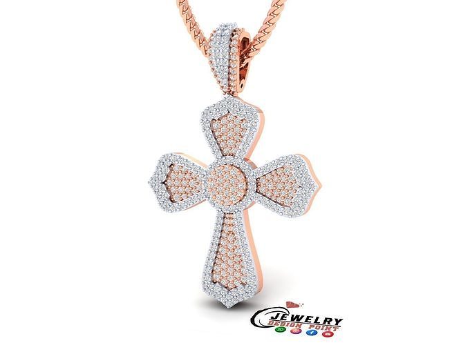Custom Cross Diamond Pendant - Crucifixion Cross Necklace  3D print model