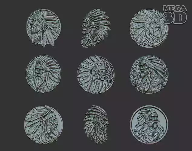 Native American Patriarch basrelief Pack 240918