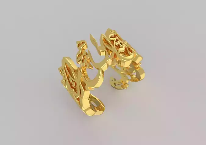Gold ring with Nastaliq calligraphy design model gr0008