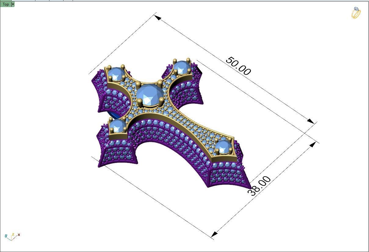 Custom Cross Diamond Pendant - Crucifixion Cross Necklace  3D print model_4