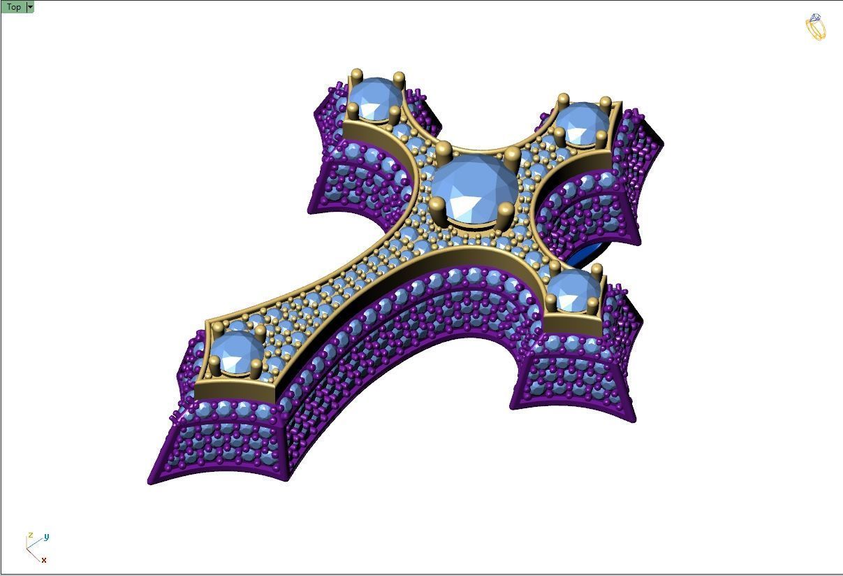 Custom Cross Diamond Pendant - Crucifixion Cross Necklace  3D print model_8