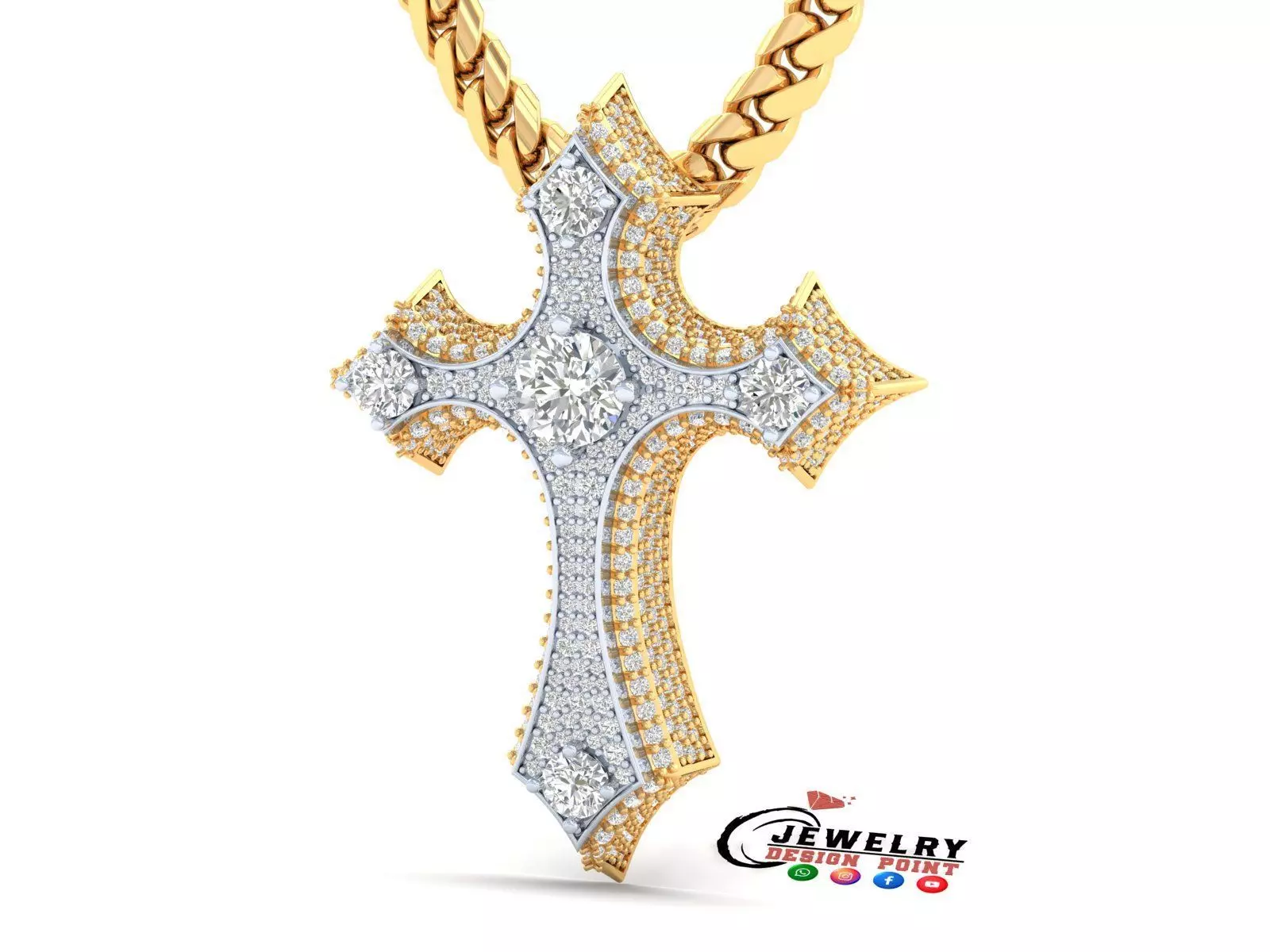 Custom Cross Diamond Pendant - Crucifixion Cross Necklace  3D print model_0