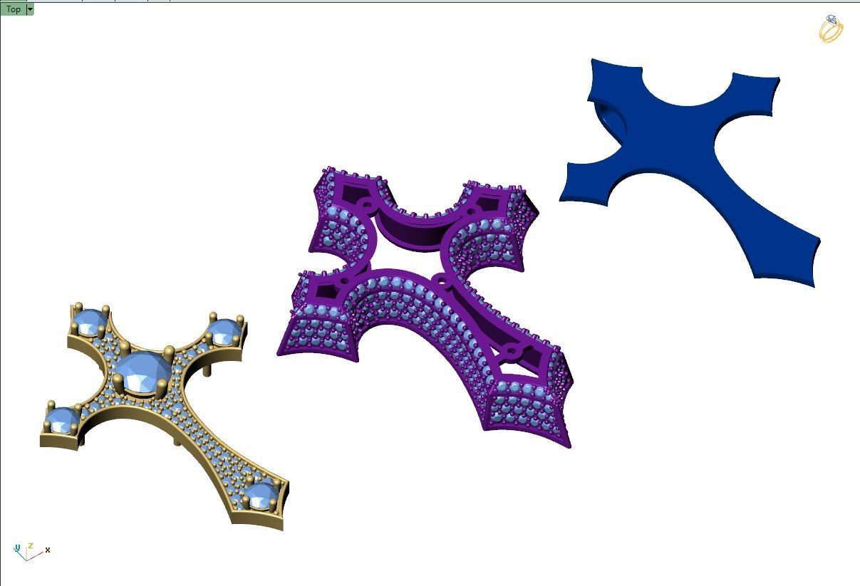 Custom Cross Diamond Pendant - Crucifixion Cross Necklace  3D print model_11