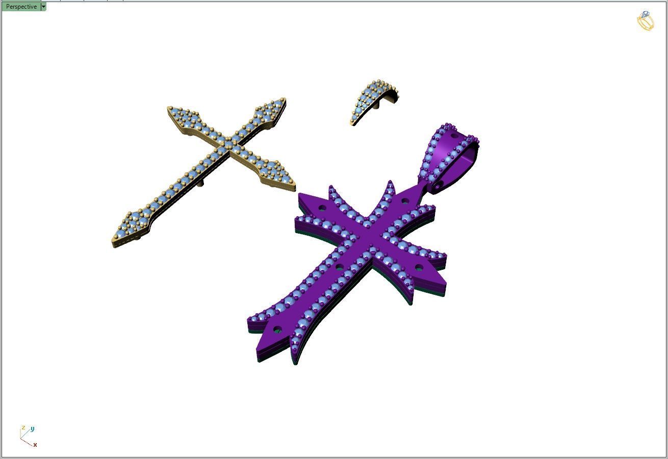 Custom Cross Diamond Pendant - Crucifixion Cross Necklace  3D print model_12