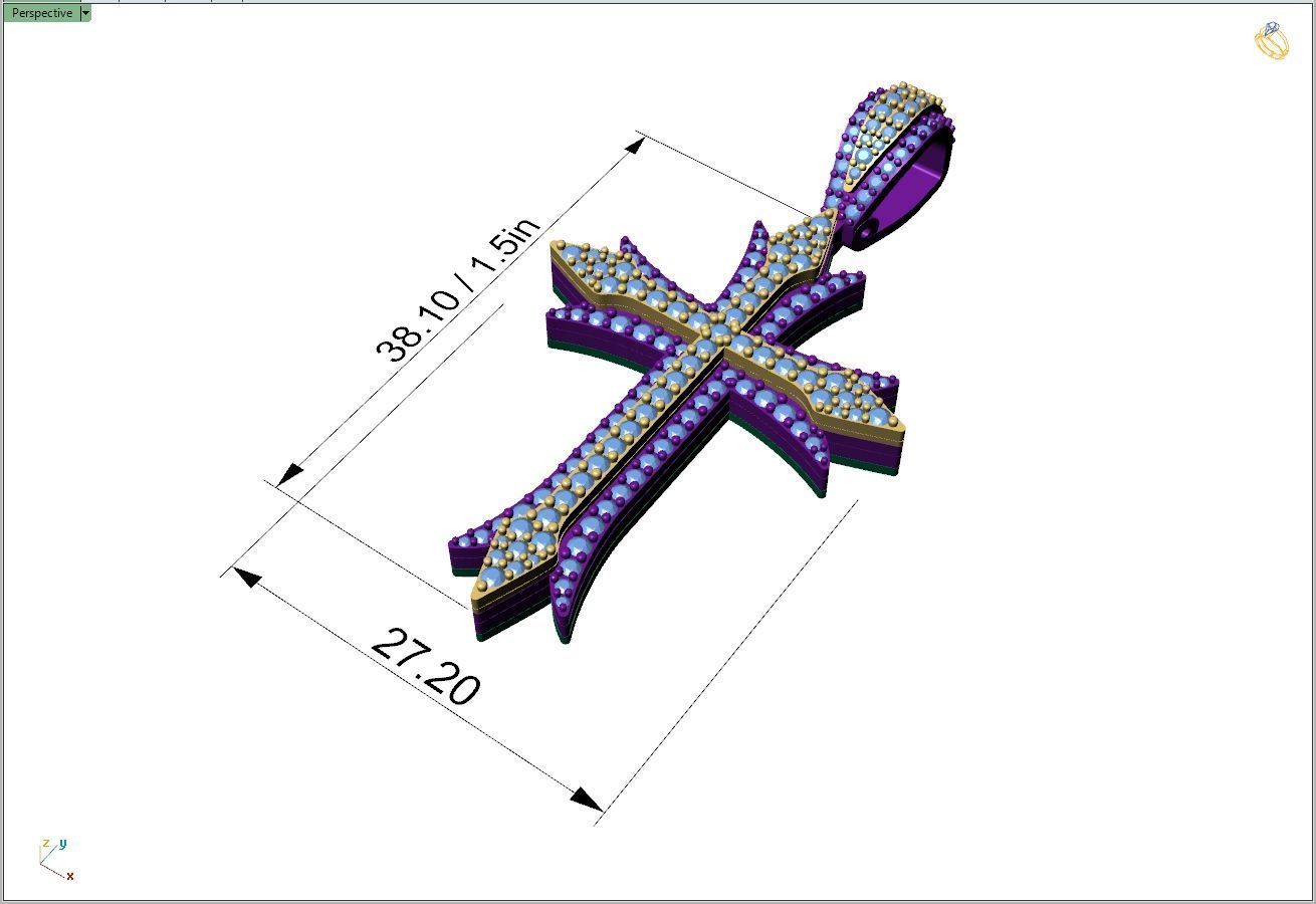 Custom Cross Diamond Pendant - Crucifixion Cross Necklace  3D print model_5
