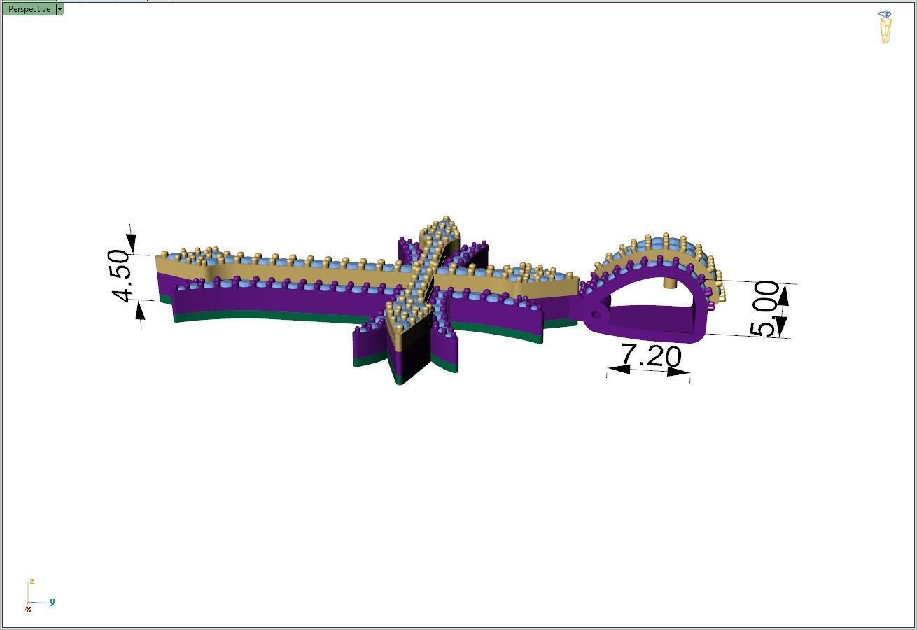 Custom Cross Diamond Pendant - Crucifixion Cross Necklace  3D print model_8