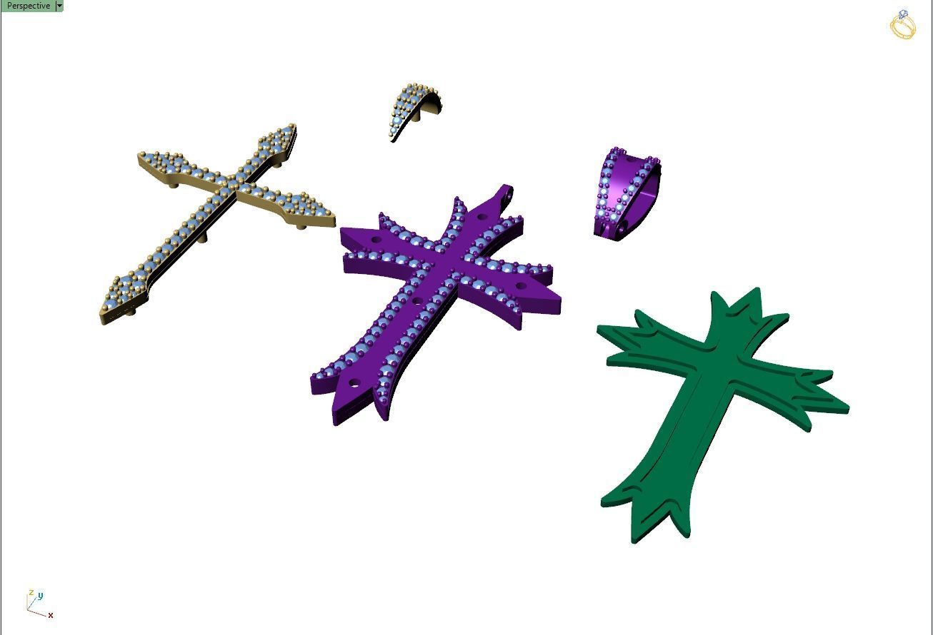 Custom Cross Diamond Pendant - Crucifixion Cross Necklace  3D print model_14