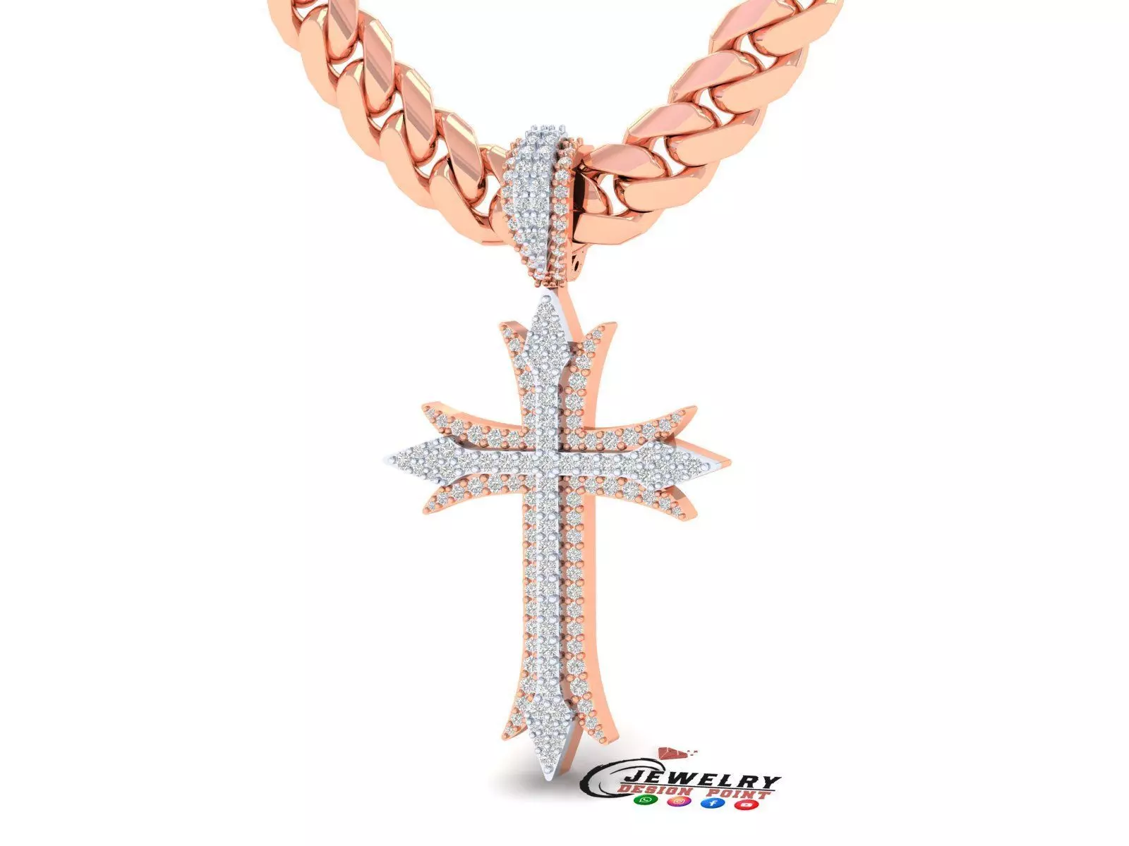 Custom Cross Diamond Pendant - Crucifixion Cross Necklace  3D print model_0