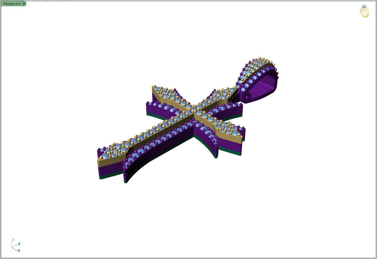 Custom Cross Diamond Pendant - Crucifixion Cross Necklace  3D print model_9