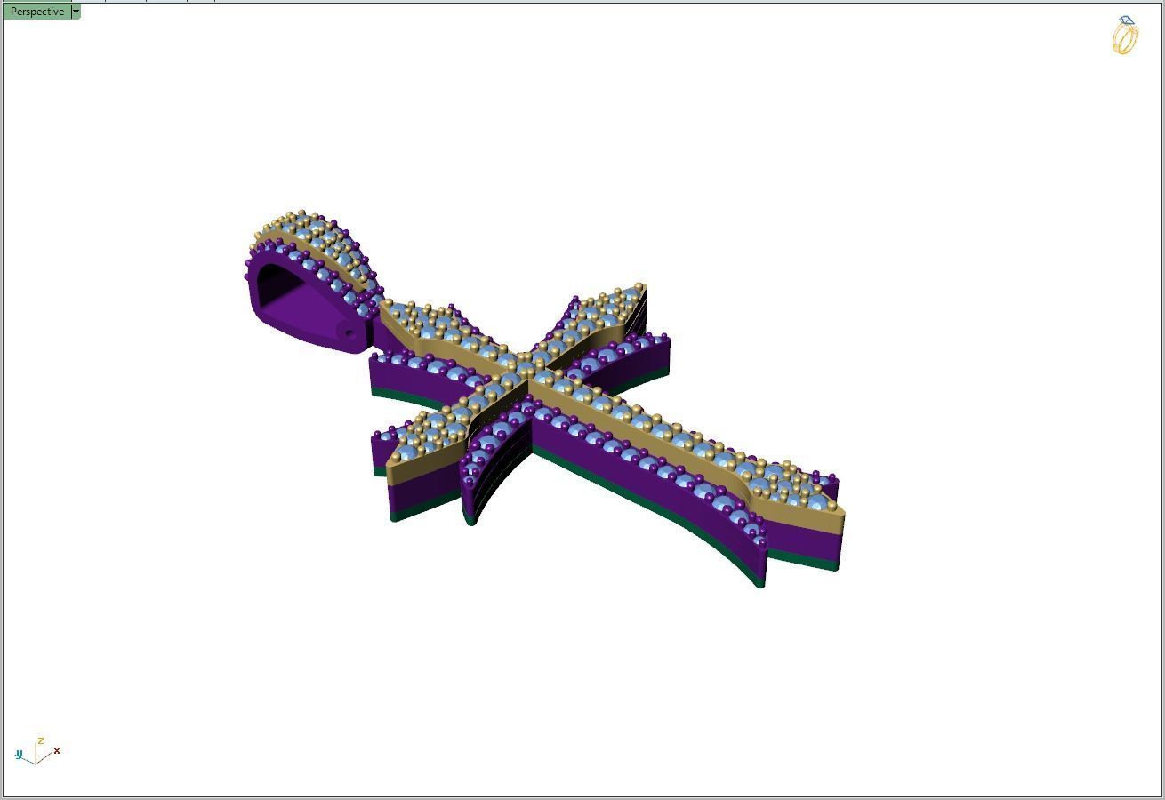 Custom Cross Diamond Pendant - Crucifixion Cross Necklace  3D print model_10