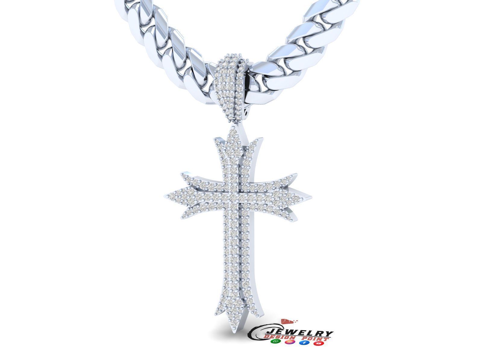 Custom Cross Diamond Pendant - Crucifixion Cross Necklace  3D print model_4