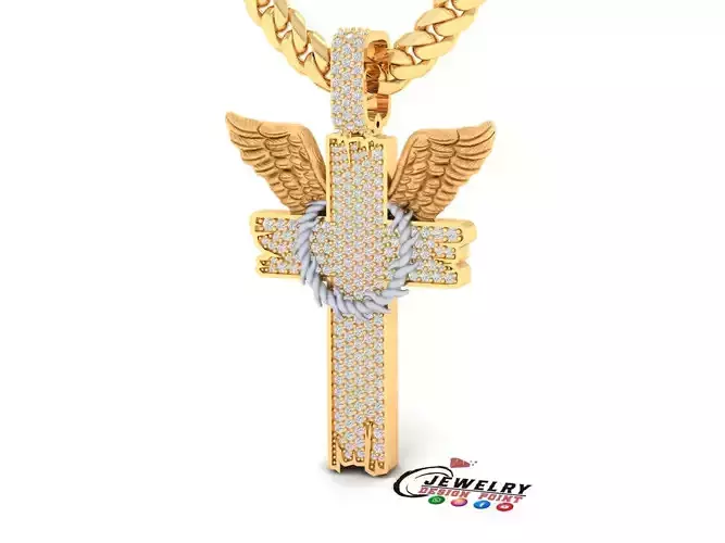 Custom Wood Effect Cross Diamond Pendant - Crucifixion Necklace