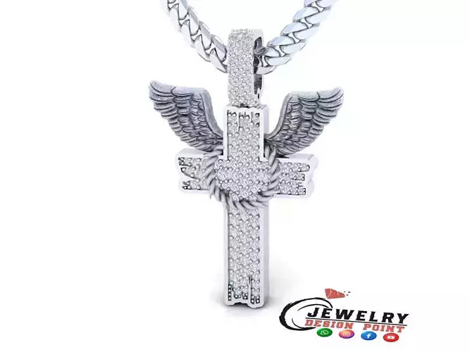 Custom Wood Effect Cross Diamond Pendant - Crucifixion Necklace