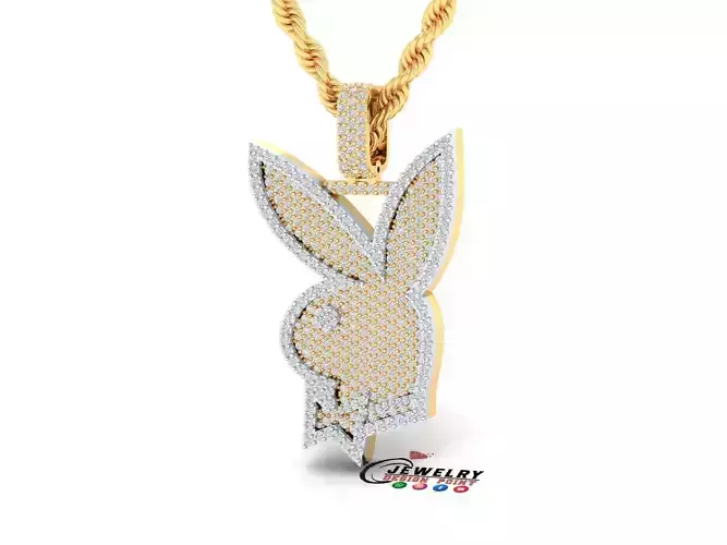 Custom Playboy Bunny Diamond Necklace - Rabbit Pendant 