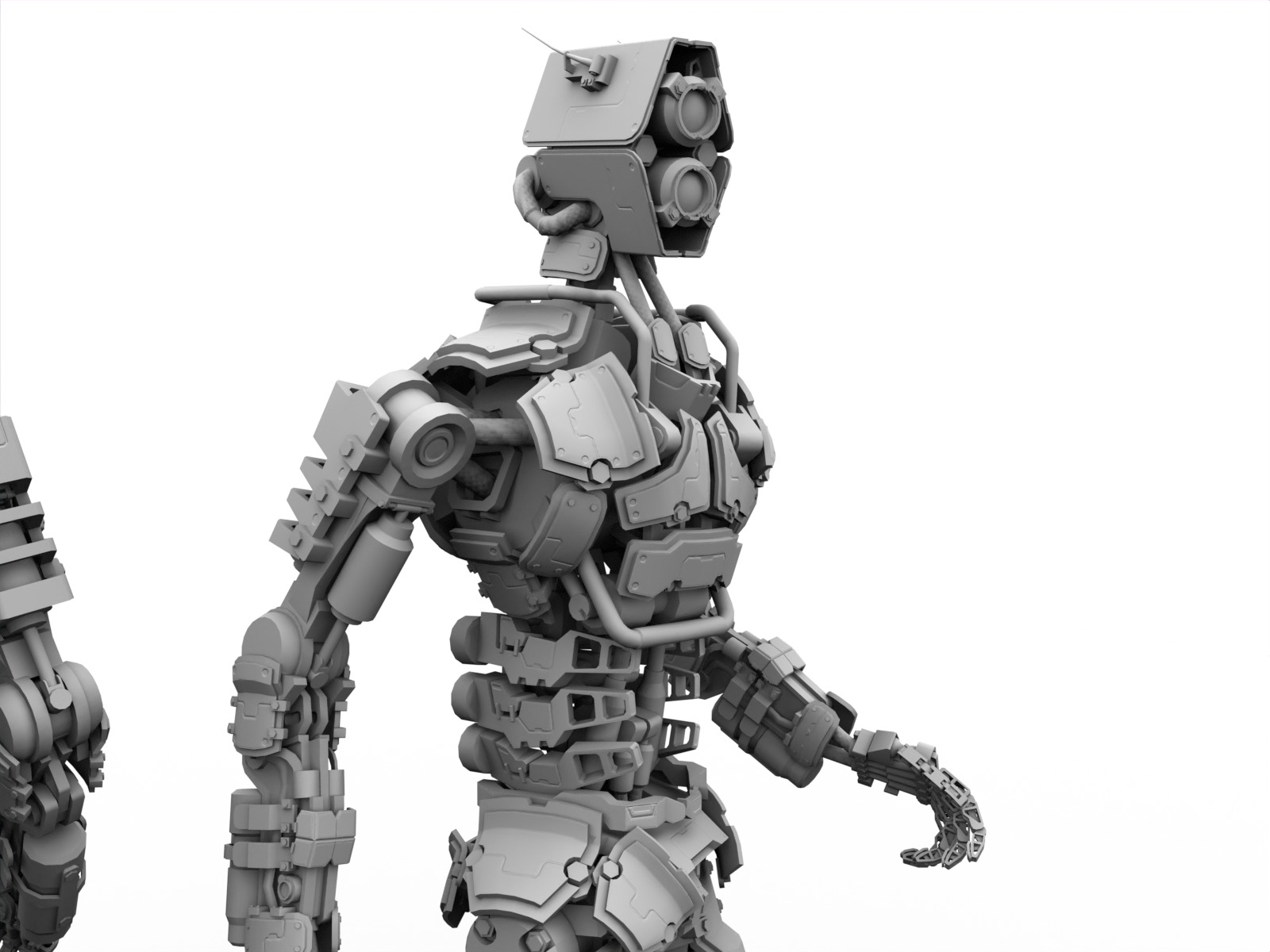 Humanoid robot with 6 color options Low-poly 3D model_19