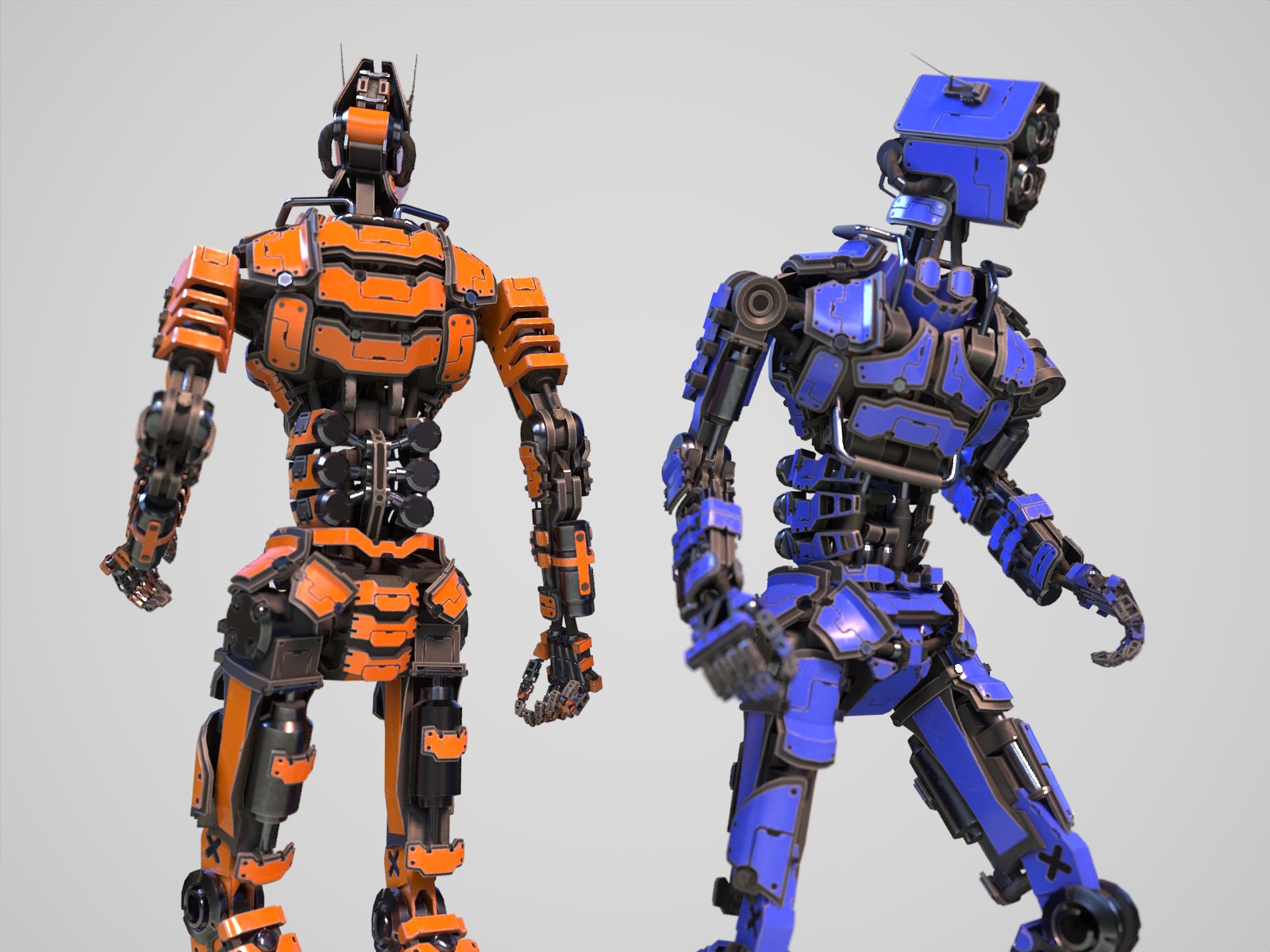 Humanoid robot with 6 color options Low-poly 3D model_14