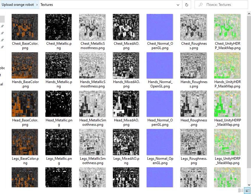 Humanoid robot with 6 color options Low-poly 3D model_40