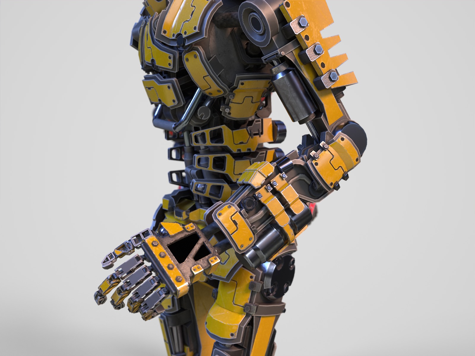 Humanoid robot with 6 color options Low-poly 3D model_7