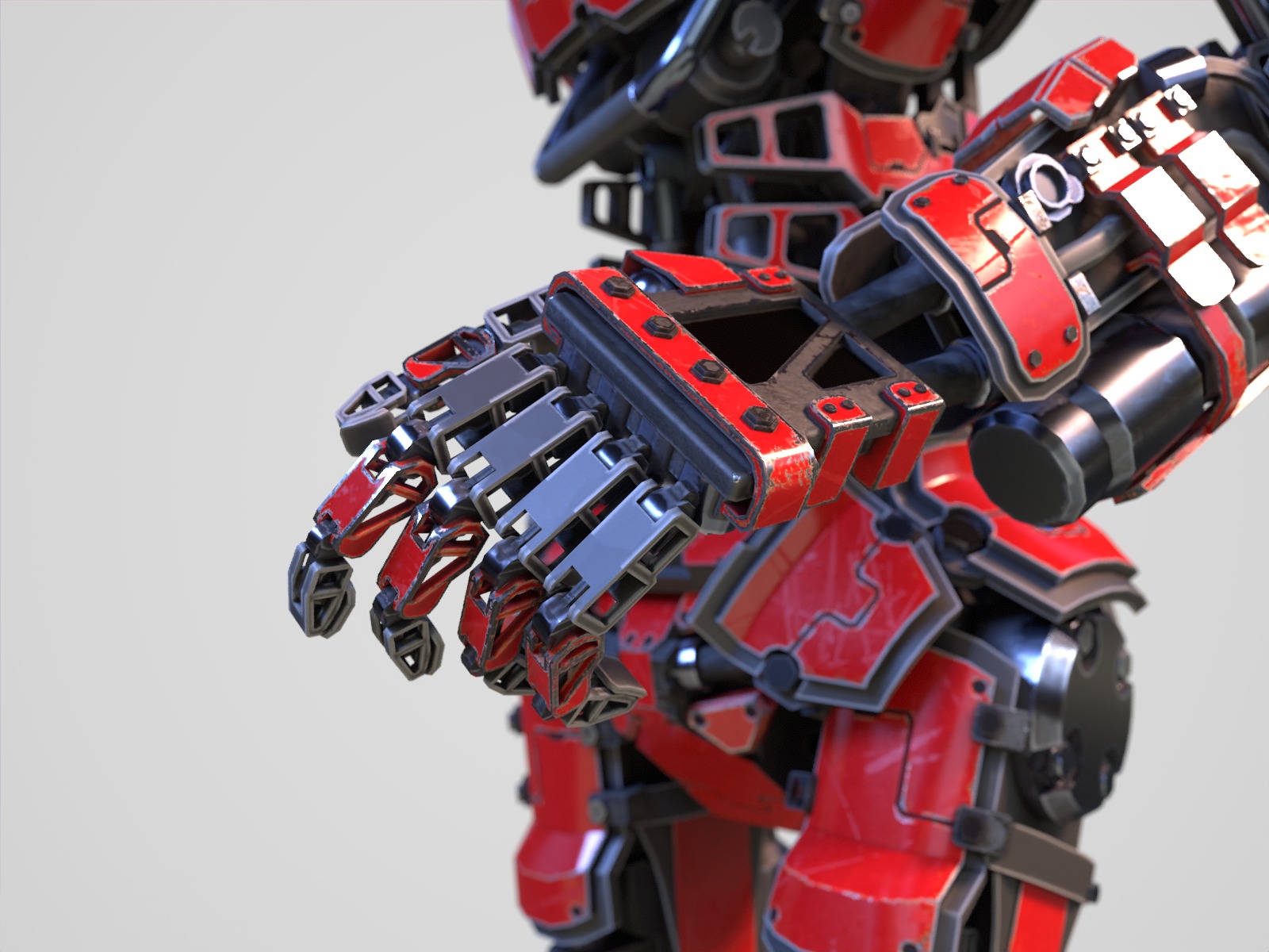 Humanoid robot with 6 color options Low-poly 3D model_12