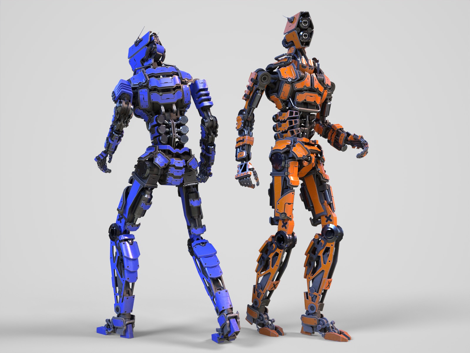 Humanoid robot with 6 color options Low-poly 3D model_17