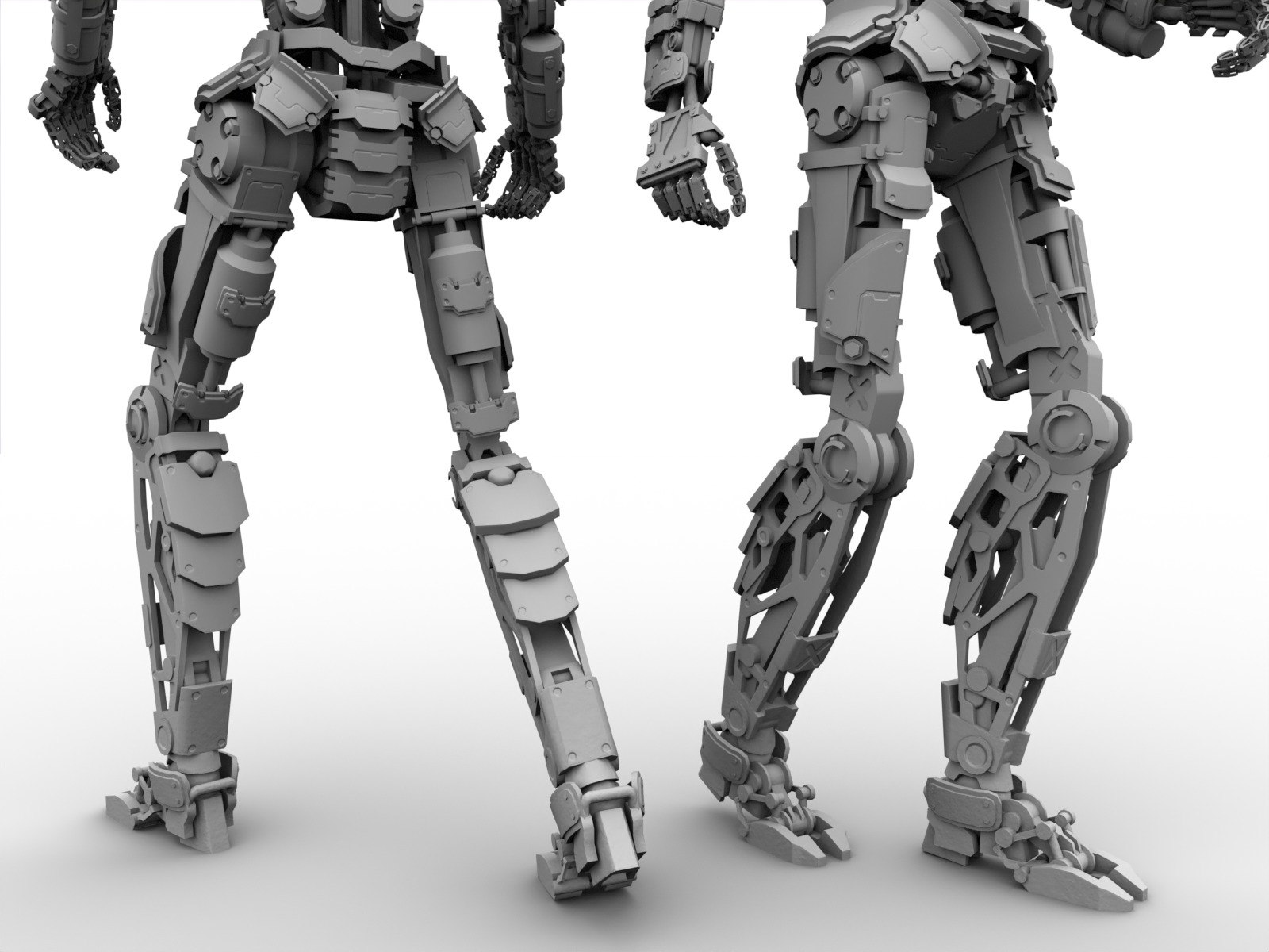 Humanoid robot with 6 color options Low-poly 3D model_20