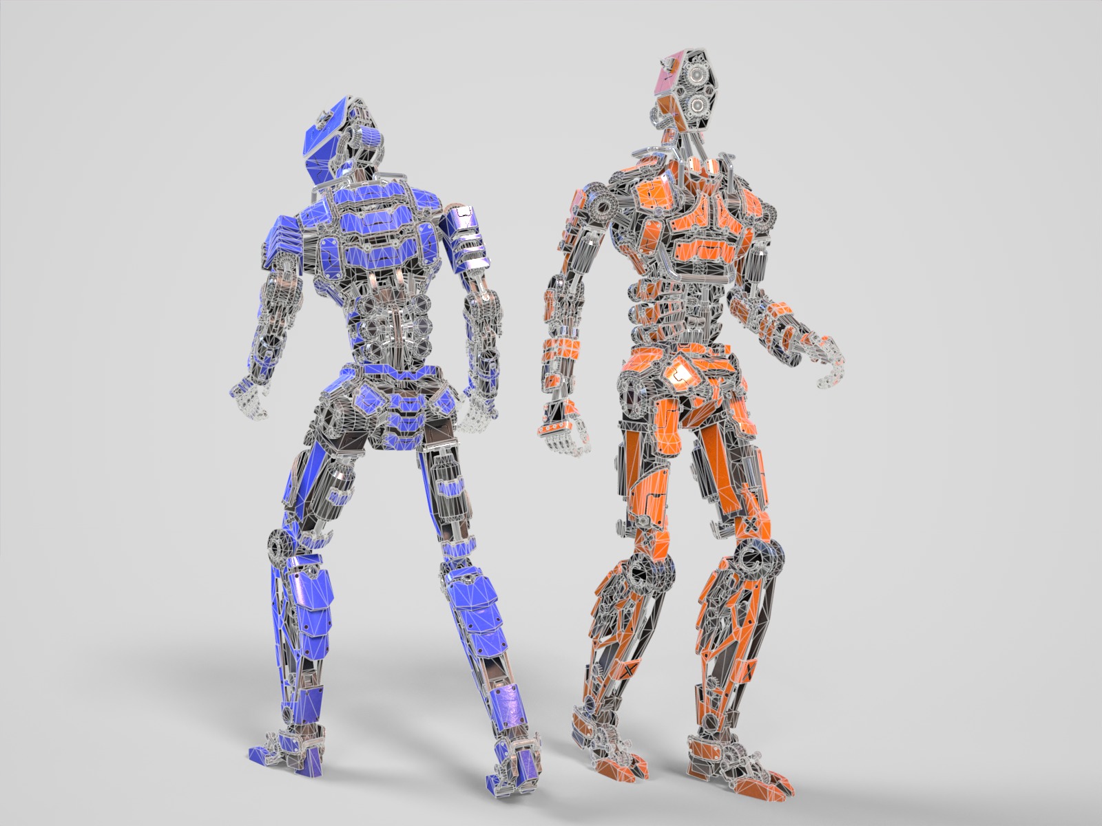Humanoid robot with 6 color options Low-poly 3D model_22