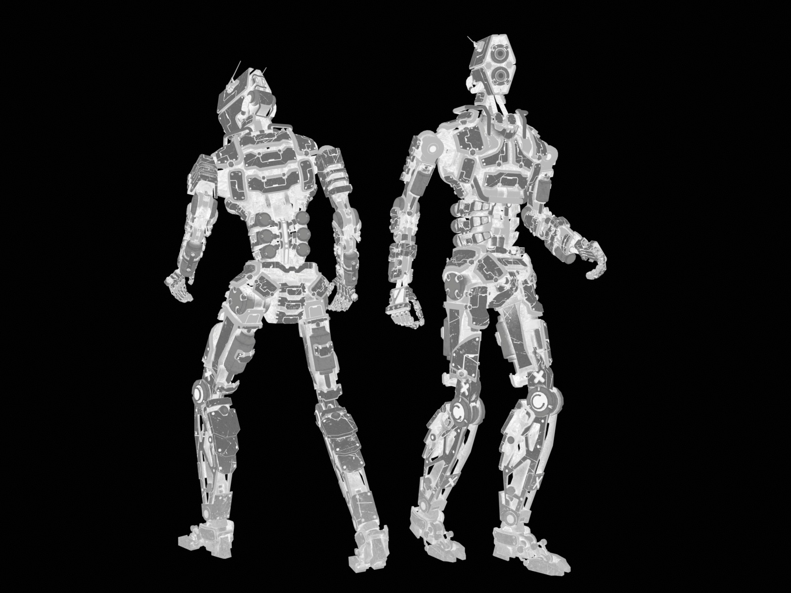 Humanoid robot with 6 color options Low-poly 3D model_27