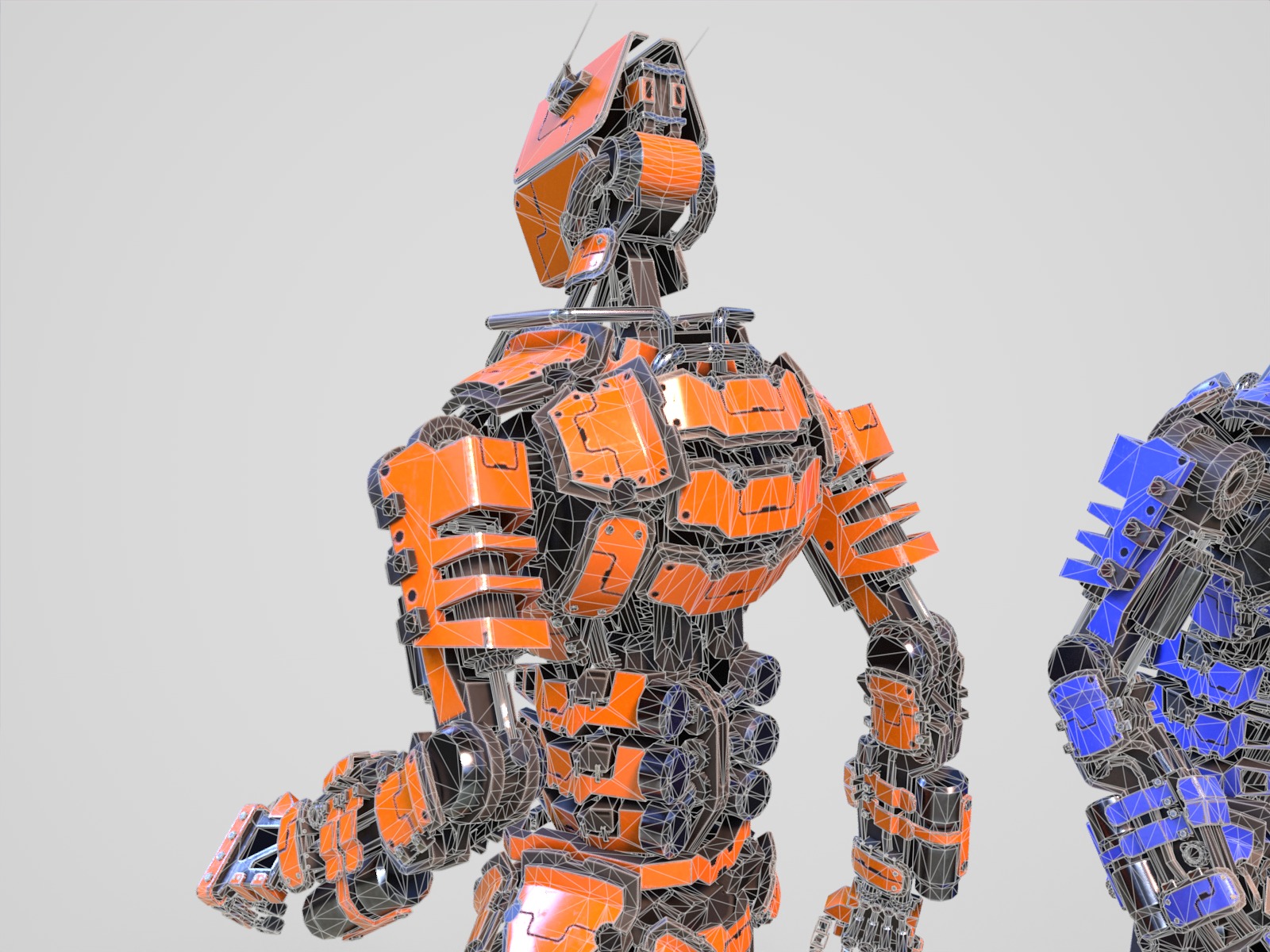 Humanoid robot with 6 color options Low-poly 3D model_24