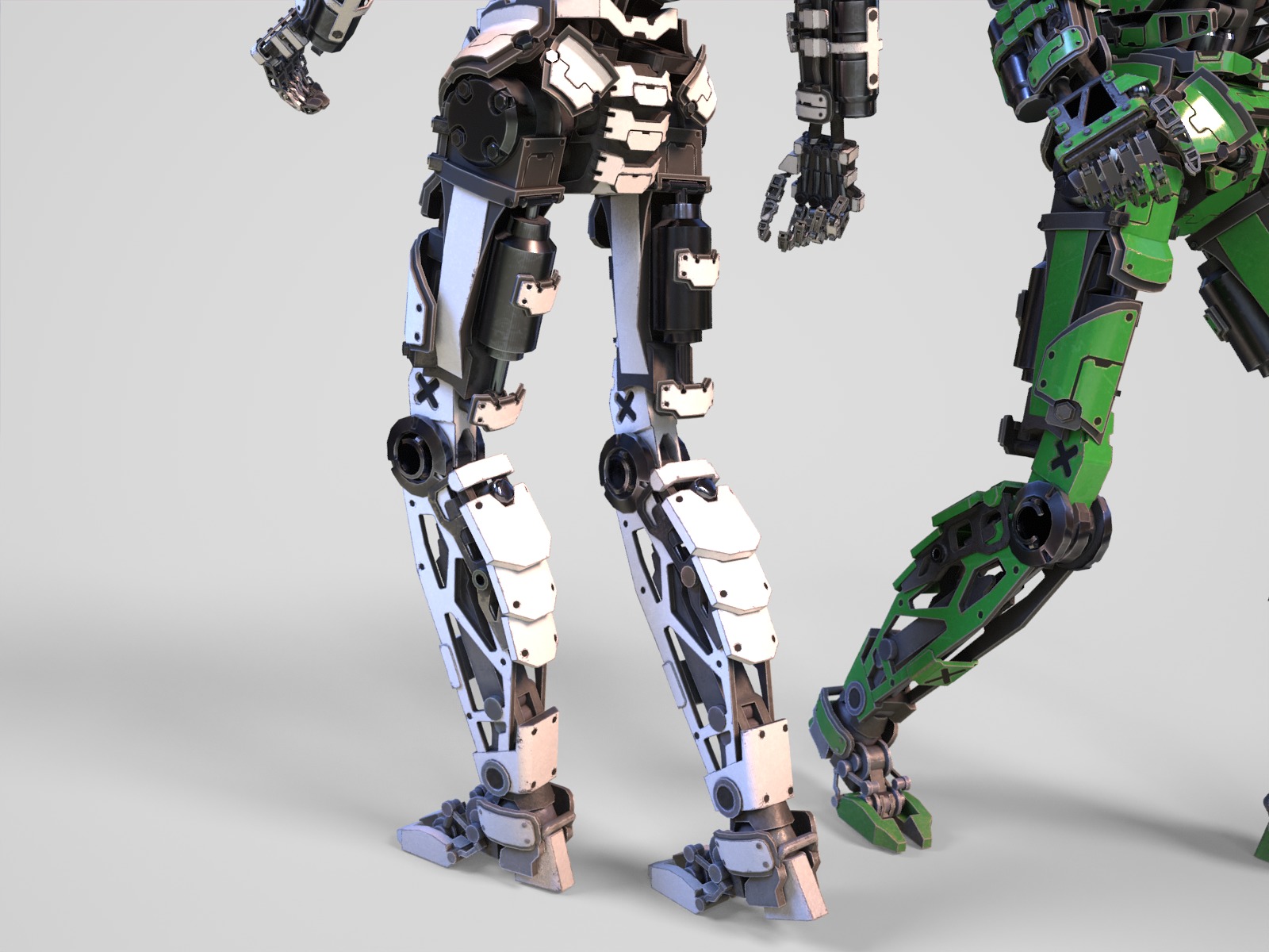 Humanoid robot with 6 color options Low-poly 3D model_11